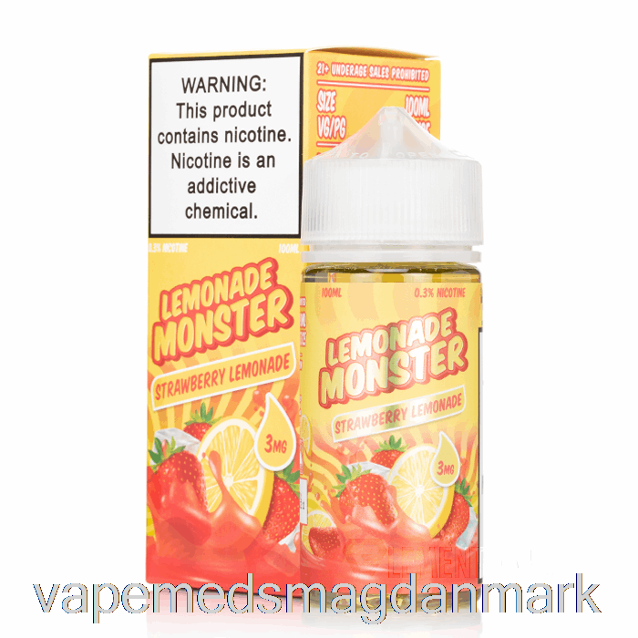 Vape Uden Nikotin Jordbær Limonade - Limonade Monster - 100ml 3mg